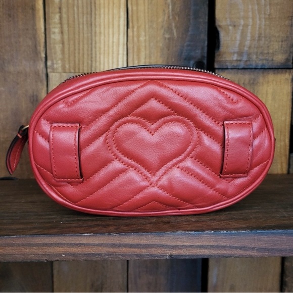 Gucci Red Leather Belt Bag Gucci Marmont GG Red Fanny pack Gucci Waist Bag - Picture 6 of 14